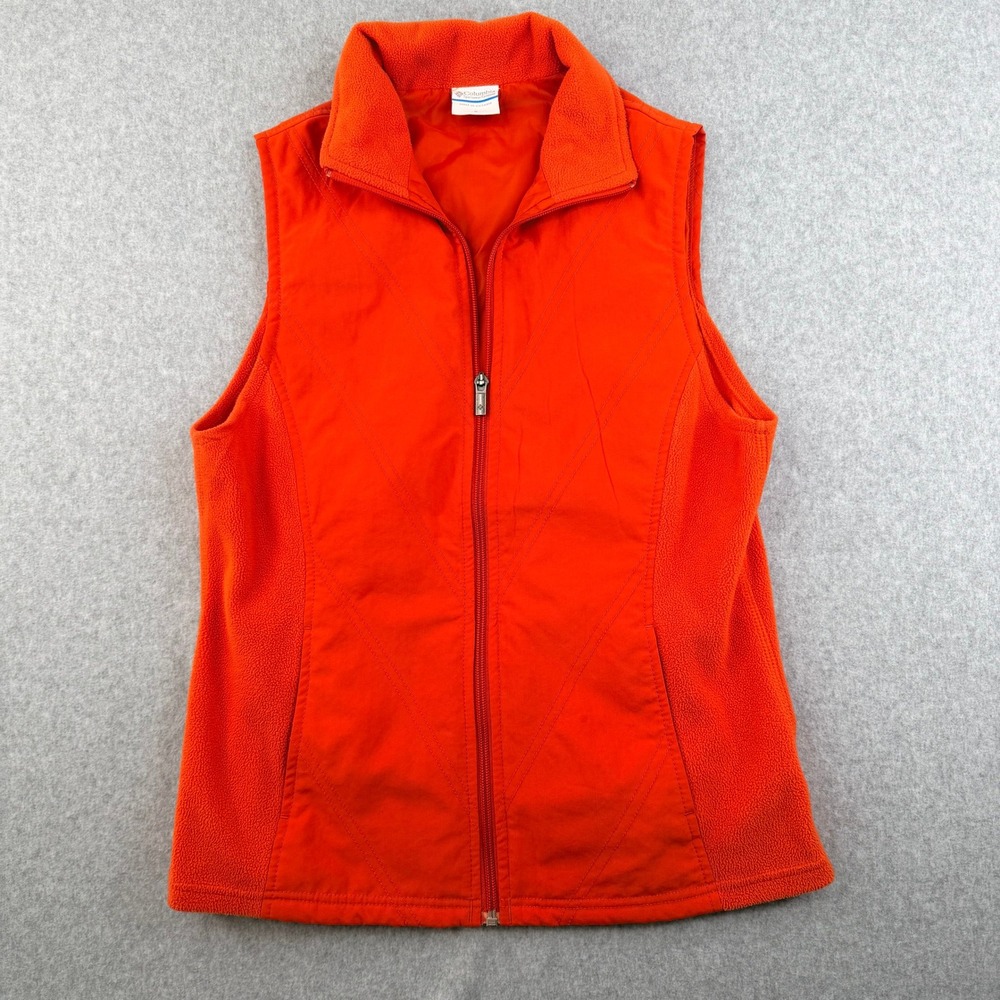 Columbia Womens Orange Fleece Lined Full Zip Vest Small Outdoor Layering